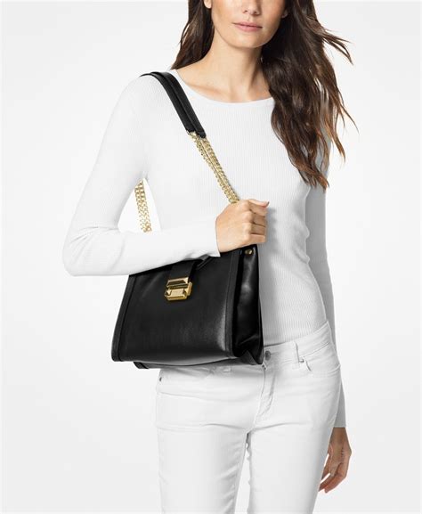 michael michael kors whitney polished leather chain shoulder tote|Michael Kors Tote bag.